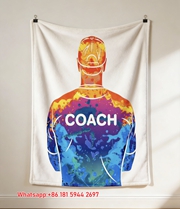 Colorful Coach Silhouette Print Flannel Throw Blanket for Sofa C124